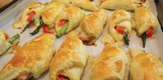 Asparagus and Red Pepper Puff Pastry Appetizer