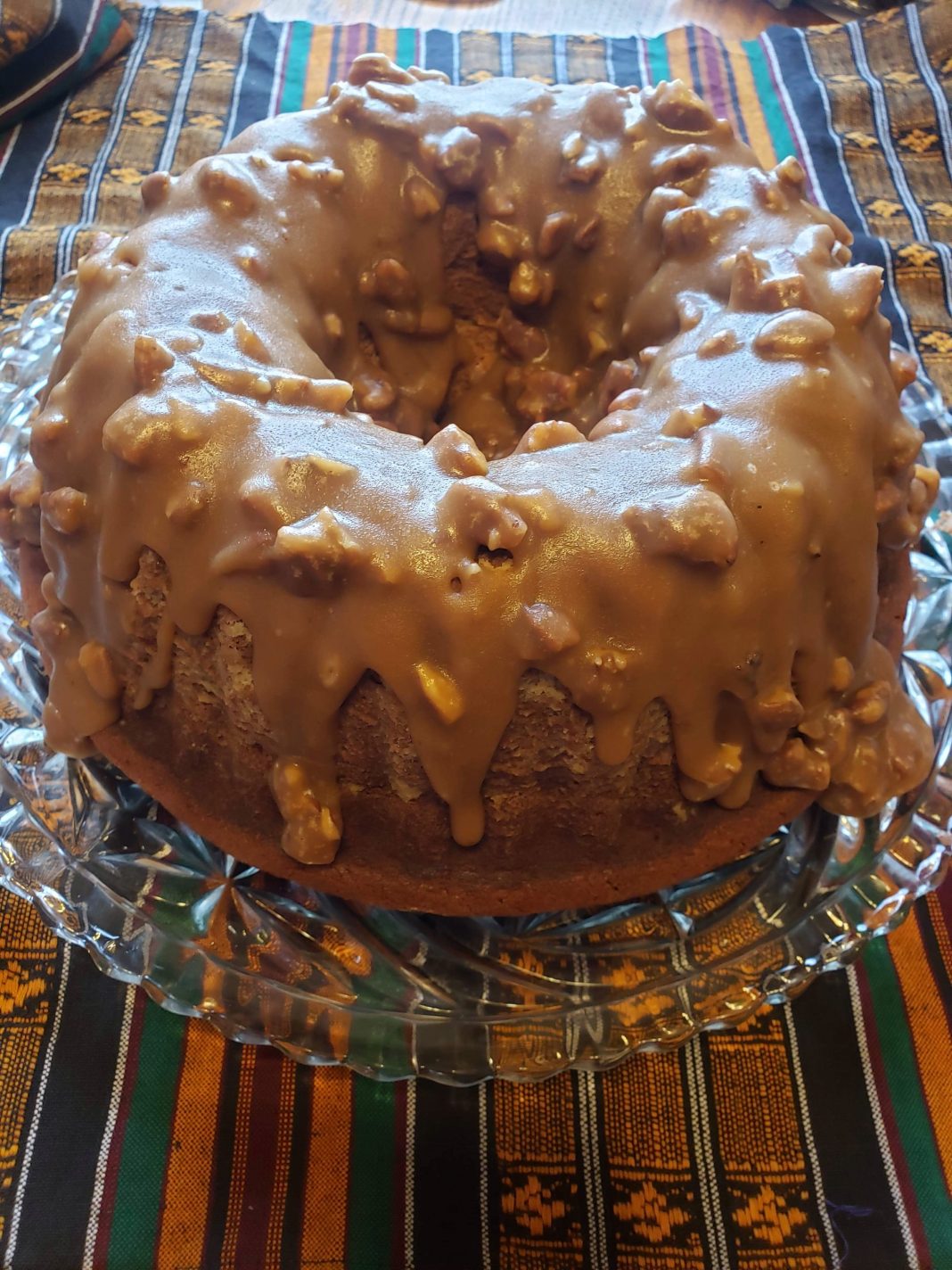 Ty’s Sweet Potato Sour Cream Pound Cake with Maple Pecan Praline Sauce