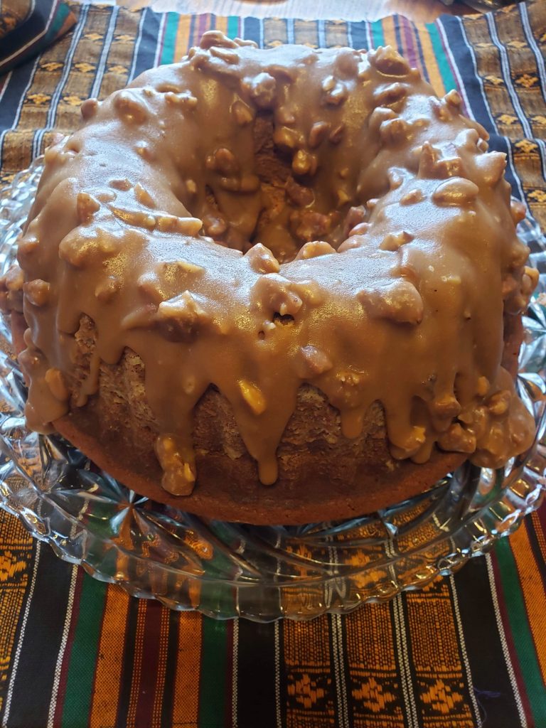 Ty’s Sweet Potato Sour Cream Pound Cake with Maple Pecan