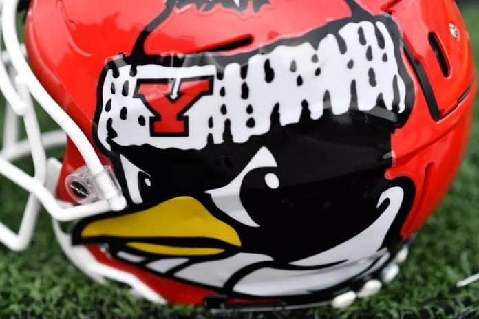 This pictures depicts a YSU Football helmet. Penguins to kick off season Aug. 28 against Mercyhurst