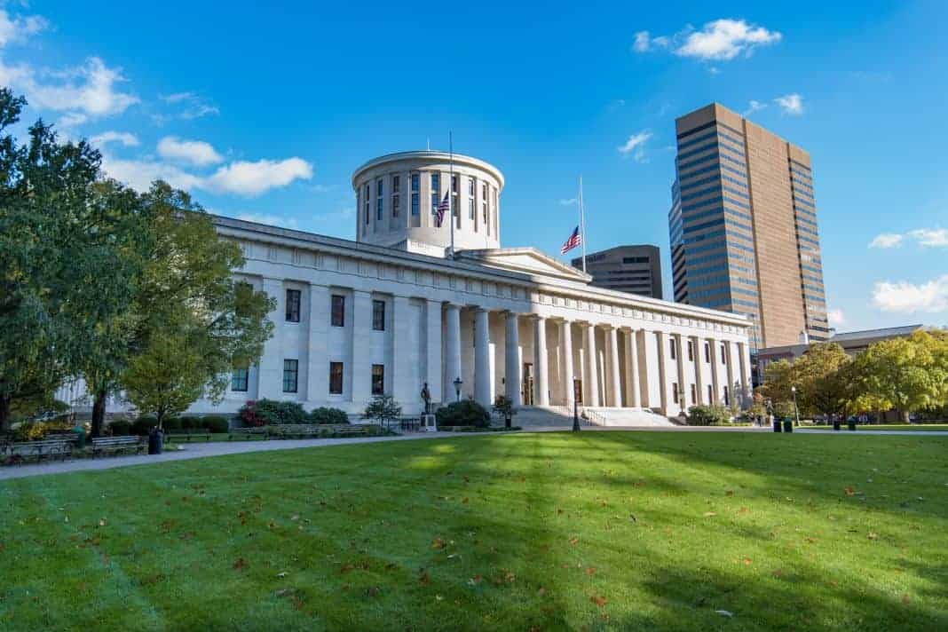 This photo depicts the Ohio Statehouse. Ohio lowers flags in honor of former Vice President Dick Cheney